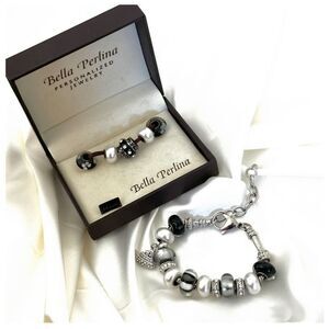 Black and grey Bella Perlina boat Charm Bracelet